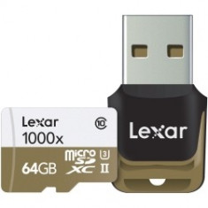 Lexar microSDXC 1000x UHS-II 64GB - card cu cititor USB 3.0 foto