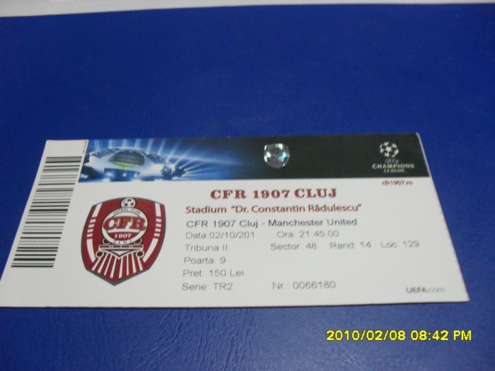 Bilet CFR Cluj - Manchester United