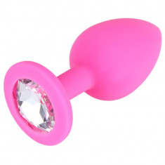 Dop anal tip silicon/anal PLUG tail Sex Play Dildo pink/negru roz cu cristal foto