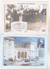 bnk fil Lot 2 intreguri postale necirculate - Accademia di Romania - 2002 foto