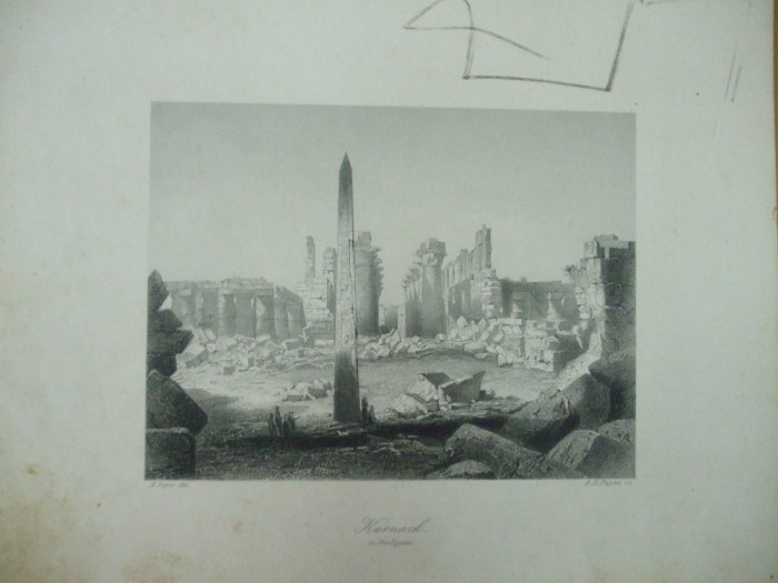 Gravura Karnack Karnak Egipt Theba Oberegypten Payne Geyer Leipzig Dresden