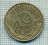 7558 MONEDA- FRANTA - 10 CENTIMES - anul 1991 -starea ce se vede, Europa