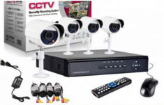 Sistem de securitate CCTV cu 4 camere,kit DVR,HDMI,intenet ,infrarosu foto