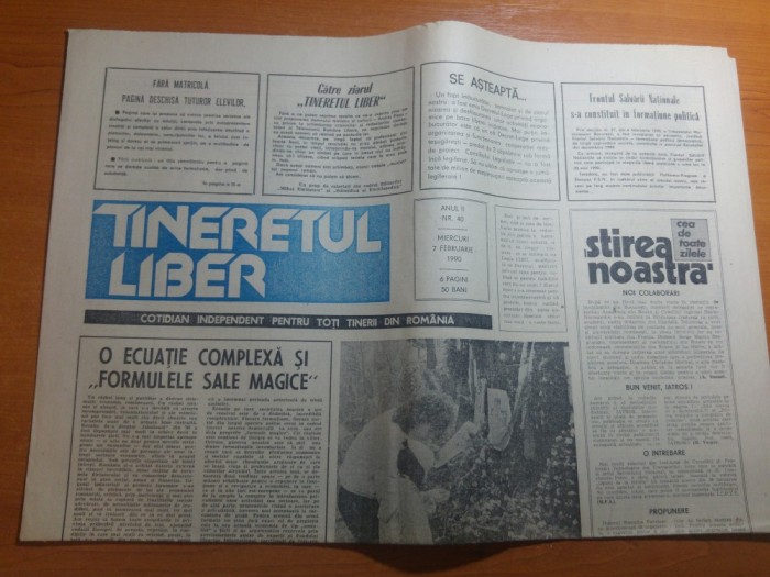 ziarul tineretul liber 7 februarie 1990-art.&quot;FSN-ul devine partid politic &quot;