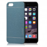 Husa pelicula aluminiu dark grey MOTOMO Iphone 6 4,7&quot; + folie protectie ecran, Albastru, iPhone 6/6S, Metal / Aluminiu, Apple