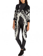 Cardigan negru cu franjuri asimetric aztec Vero Moda foto