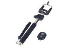 Selfie-stick monopied cu adaptor si telecomanda bluetooth pentru smartphone foto