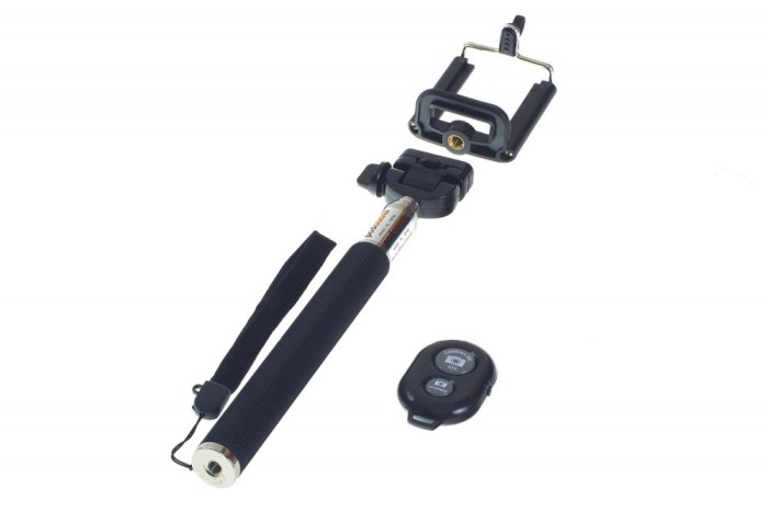 Selfie-stick monopied cu adaptor si telecomanda bluetooth pentru smartphone foto mare Selfie-stick monopied cu adaptor si telecomanda bluetooth pentru smartphone foto mare