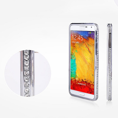 Bumper aluminiu argintiu cristale pt Samsung Galaxy Note 3 N9000 + folie ecran foto