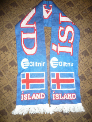 Fular al Suporterilor Echipei de Fotbal a Islandei , L= 138 cm foto