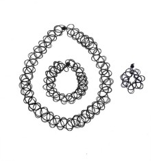1 Set Complet Retro Punk Style - Lantisor + Bratara + Inel - Dama foto