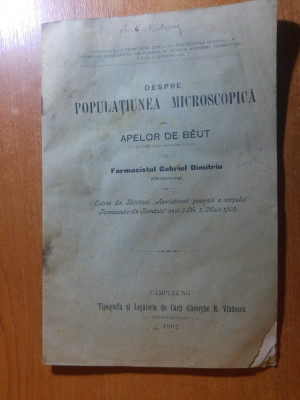 revista despre populatiunea microscopica apelor de baut 1902 -campu-lung foto