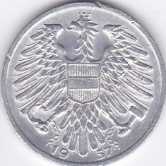 Moneda Austria 1 Shiling 1957 - KM#2871 XF+/aUNC ( EROARE - surplus de metal )