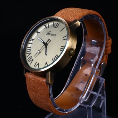 Ceas Unisex - GENEVA Retro Style - Curea Piele, Quartz, Analog, foto