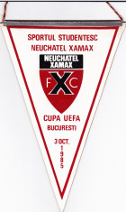 Fanion fotbal Sportul Studentesc - Neuchatel Xamax 03.10.1985 Cupa UEFA foto