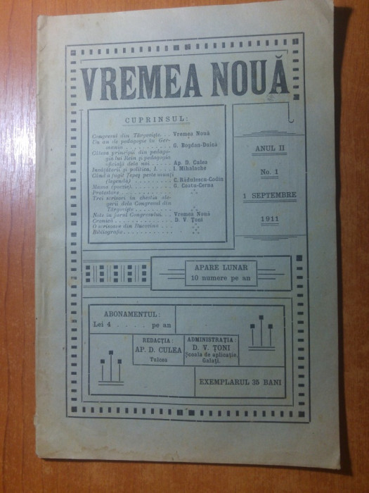 revista vremea noua 1 septembrie 1911-congresul de la targoviste
