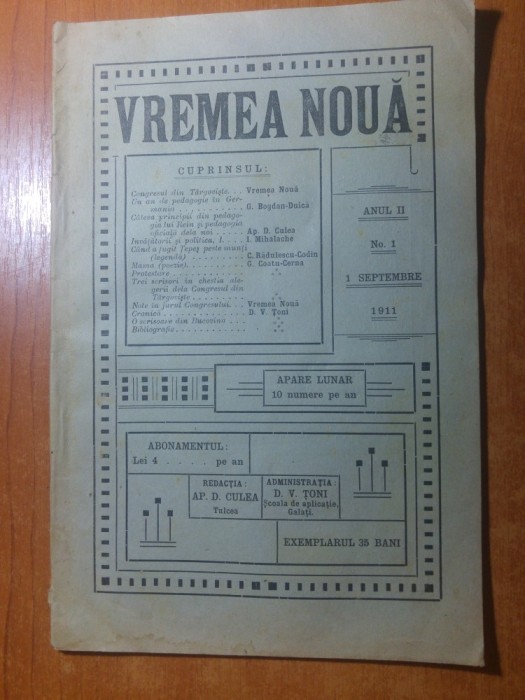 revista vremea noua 1 septembrie 1911-congresul de la targoviste