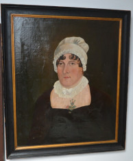 Portret de femeie ulei pe panza sec 19 foto
