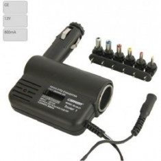 Invertor de tensiune auto Carpoint 12V DC-DC transformator cu siguranta cablu de 1.5m si iesire cu 6 mufe diferite foto