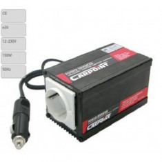 Invertor de tensiune auto Carpoint 12V-230V 150W 50Hz cu protectii la supra-sarcina baterie descarcata supravoltaj scurt-circuit foto
