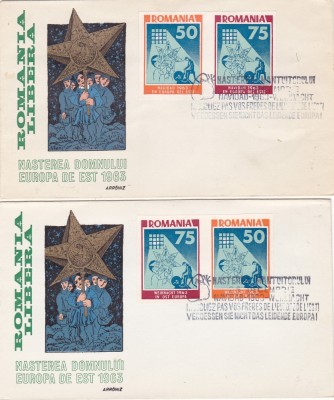 EXIL CRACIUN 1963 FDC ORIGINAL PLIC! 2 PLICURI TIMBRU IN PERECHE IMPERF.! foto