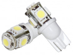 Set 2 becuri T10 cu 5 LED-uri SMD 12V (pozitie) foto