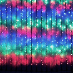 Instalatie de Craciun tip perdea franjuri pentru interior / exterior cu 384 LED-uri - Multicolora foto