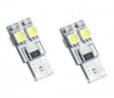 Set 2 becuri T10 cu 4 LED-uri CANBUS, 12V (pozitie) foto