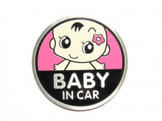 Abtibild TS-120 &amp;quot;BABY IN CAR&amp;quot; fond roz foto