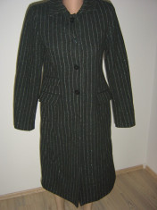 palton superb lana HENNES marimea 38, M, cu dungi argintii foto