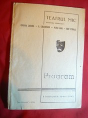 Program Teatrul Mic stagiunea 1944-1945 -Piesa Fratii Karamazov cu G.Calboreanu foto
