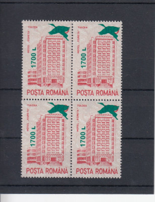 ROMANIA 2000 LP 1520 HOTEL EGRETA SUPARATIPAR EGRETA BLOC DE 4 MNH foto