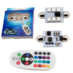 Set de 2 Led-uri c5w RGB + Telecomanda foto