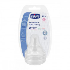 Tetina Chicco silicon PHYSIOLOGIC, 2buc, flux reglabil, sistem avansat anticolici, 2luni+ foto