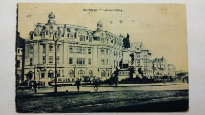 BUCURESTI - UNIVERSITATEA - ANIMATIE - TRANVAIE - PERIOADA INTERBELICA foto