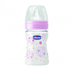 Biberon Chicco Well Being PP, roz, 150ml,T.s., flux normal, 0+, 0%BPA foto
