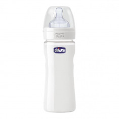 Biberon Chicco WellBeing sticla, 240ml, t.s., flux normal, 0+luni, 0%BPA foto