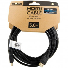 4World Cablu HDMI - HDMI High Speed cu Ethernet (v1.4), 3D, HQ, negru, 5m foto