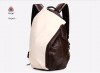 Rucsac Barbati POLO VICUNA Piele PU, 3 Compartimente, Maro/Alb, 30x44x14cm