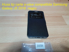 Husa tip carte s-view Samsung Galaxy J5 2016 negru roz si auriu foto