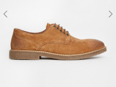 Pantofi ASOS derby piele intoarsa maro , marime 42, ( Brogue oxford ) foto