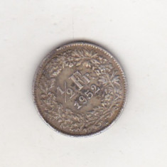 bnk mnd Elvetia 1/2 franc 1952 , argint