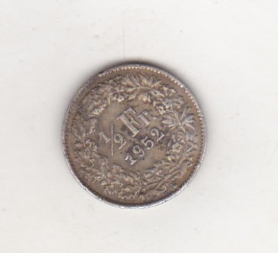 bnk mnd Elvetia 1/2 franc 1952 , argint foto