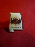 Insigna Statului American Alabama , h= 2,5 cm ,metal si email , cu buton