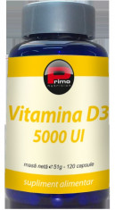 VITAMINA D3, 5000 UI, 120 CAP, CONCENTRATIE MARE, SISTEM OSOS, DINTI, ANTICANCER foto