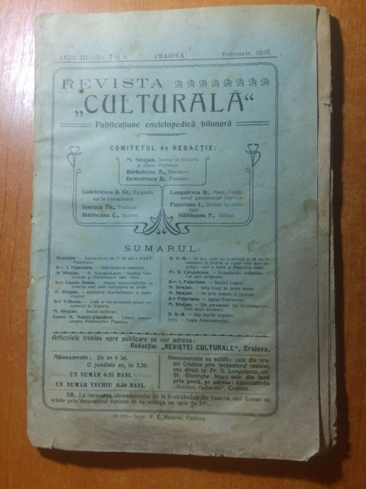 revista revista culturala februarie 1910-aniversarea de 70 de ani titu maiorescu