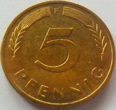 Moneda 5 Pfennig - RF GERMANIA, anul 1987 *cod 3039 Lit. F foto