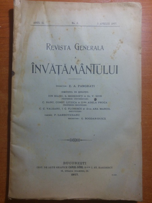 revista generala a invatamantului 1 aprilie 1907-spiru haret ales ministru
