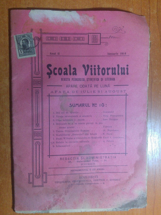 revista scoala viitorului ianuarie 1914-arti. 55 ani de la unirea principatelor