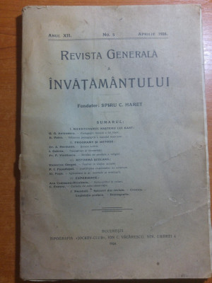 revista generala a invatamantului aprilie 1924-art. pedagogia morala a lui kant foto